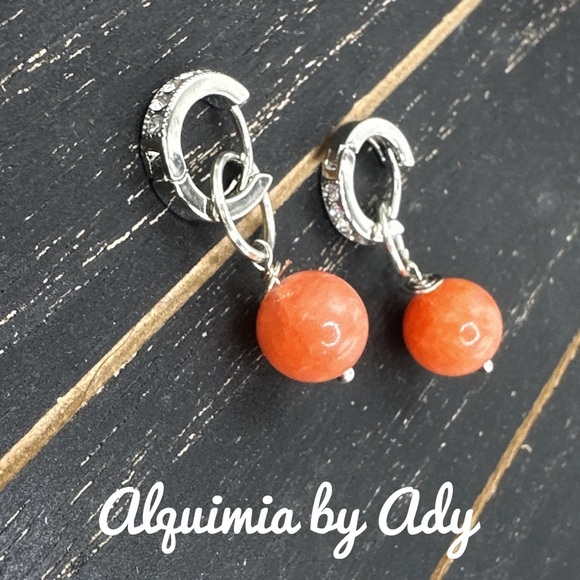 Alquimia Orange jade Drop Earrings - Picture 1 of 1